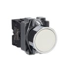 Complete push button, Easy Harmony XB2, metal, flush, white, 22mm, spring return, unmarked, 1NO