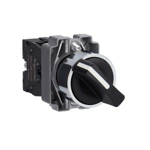 Complete selector switch, Easy Harmony XB2, metal, black, 22mm, 2 positions, stay put, 1NO