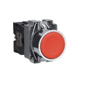 Complete push button, Easy Harmony XB2, metal, flush, red, 22mm, spring return, unmarked, 1NC
