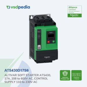 Soft starter, Altivar Soft Starter ATS430, 17A, 208 to 600V AC, control supply 110 to 230V AC